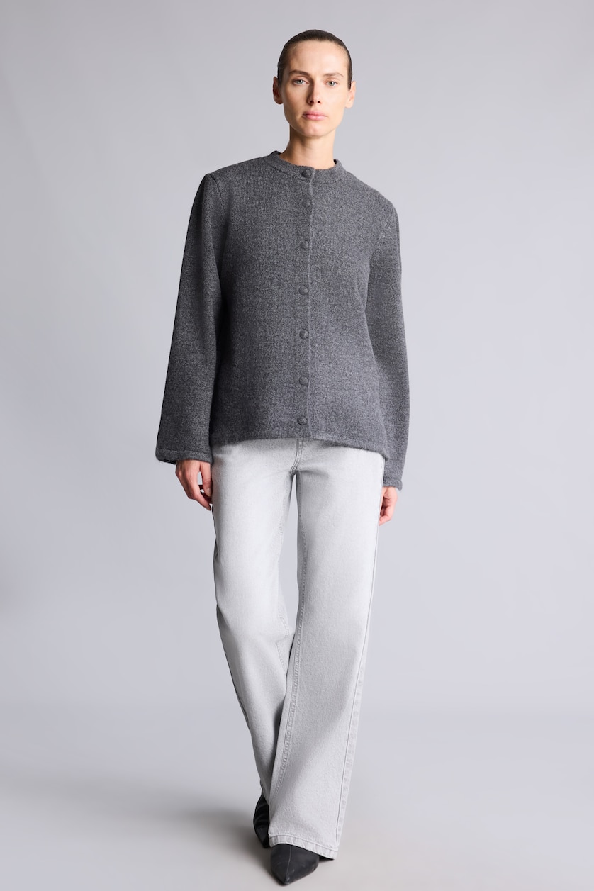 Women Dark Anthracite Regular Fit Knitwear Cardigan