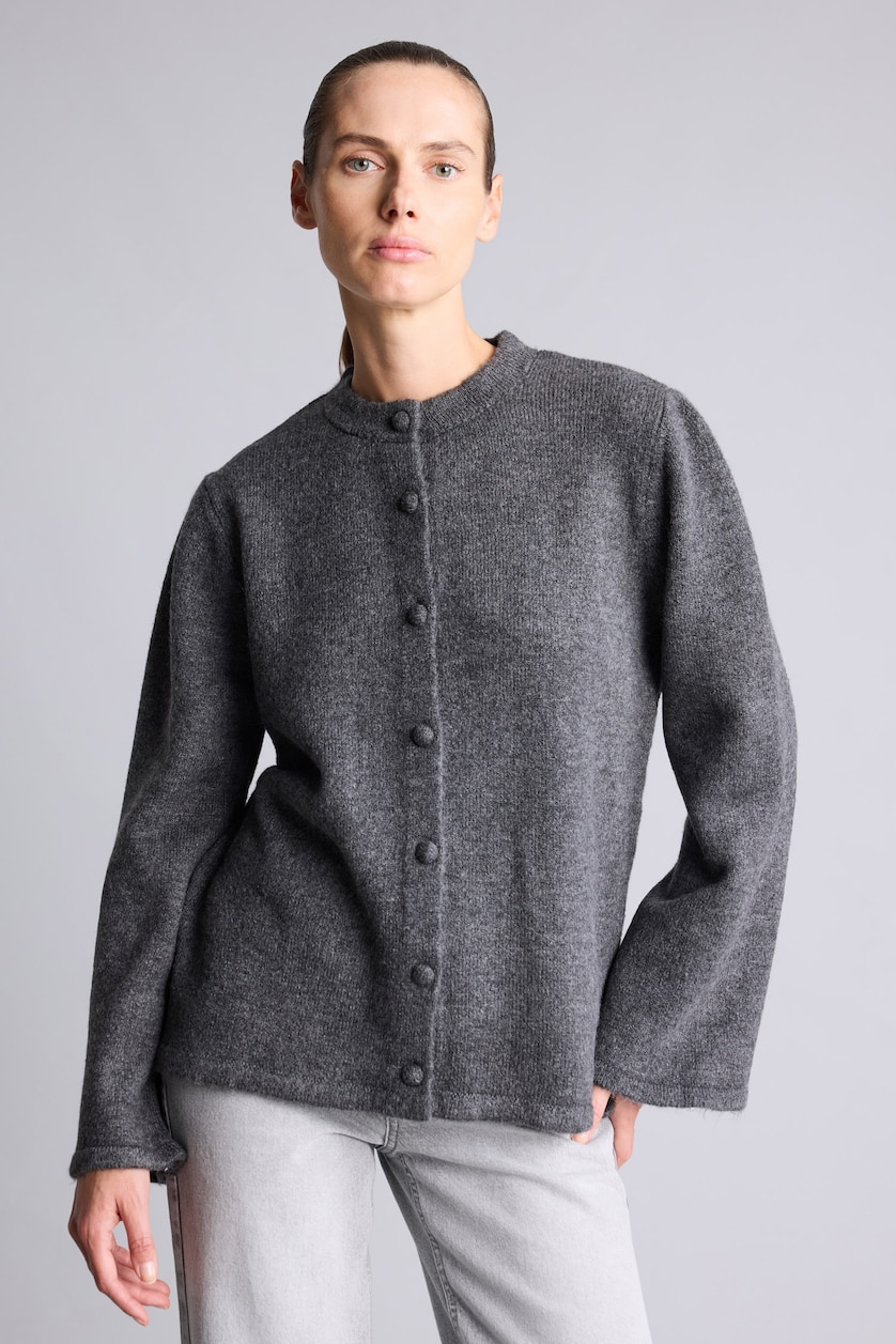 Women Dark Anthracite Regular Fit Knitwear Cardigan