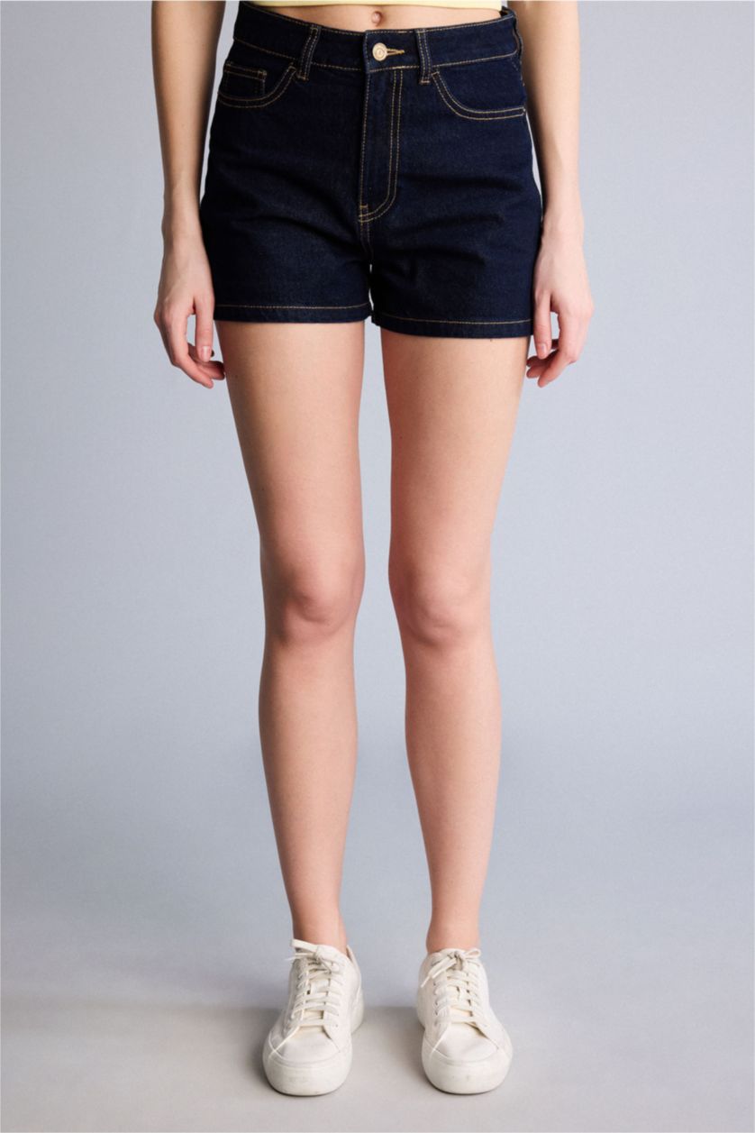 Женщины Черно-синий Mom Fit Denim