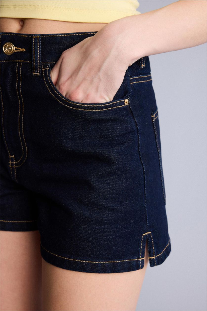 Женщины Черно-синий Mom Fit Denim