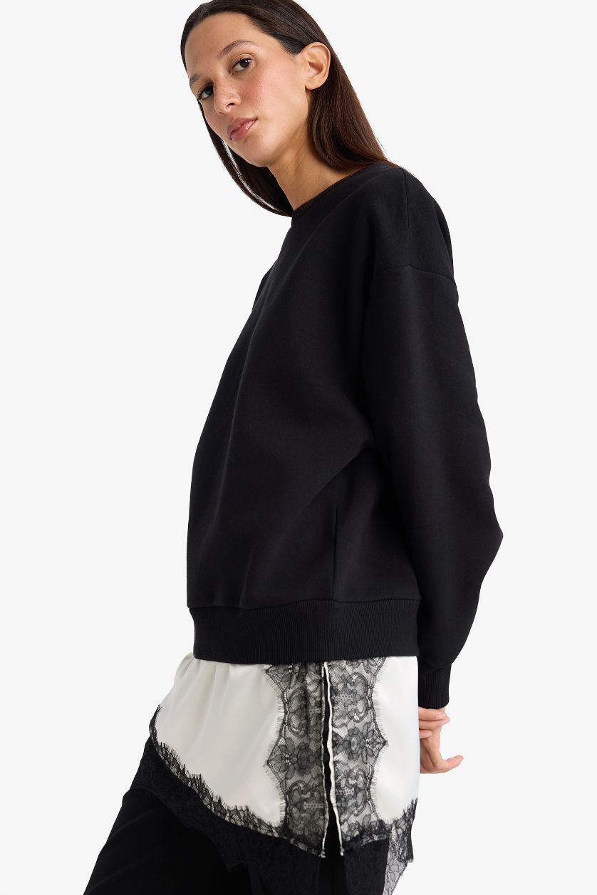 WOMAN Black Relax Fit Long Sleeve Sweatshirt