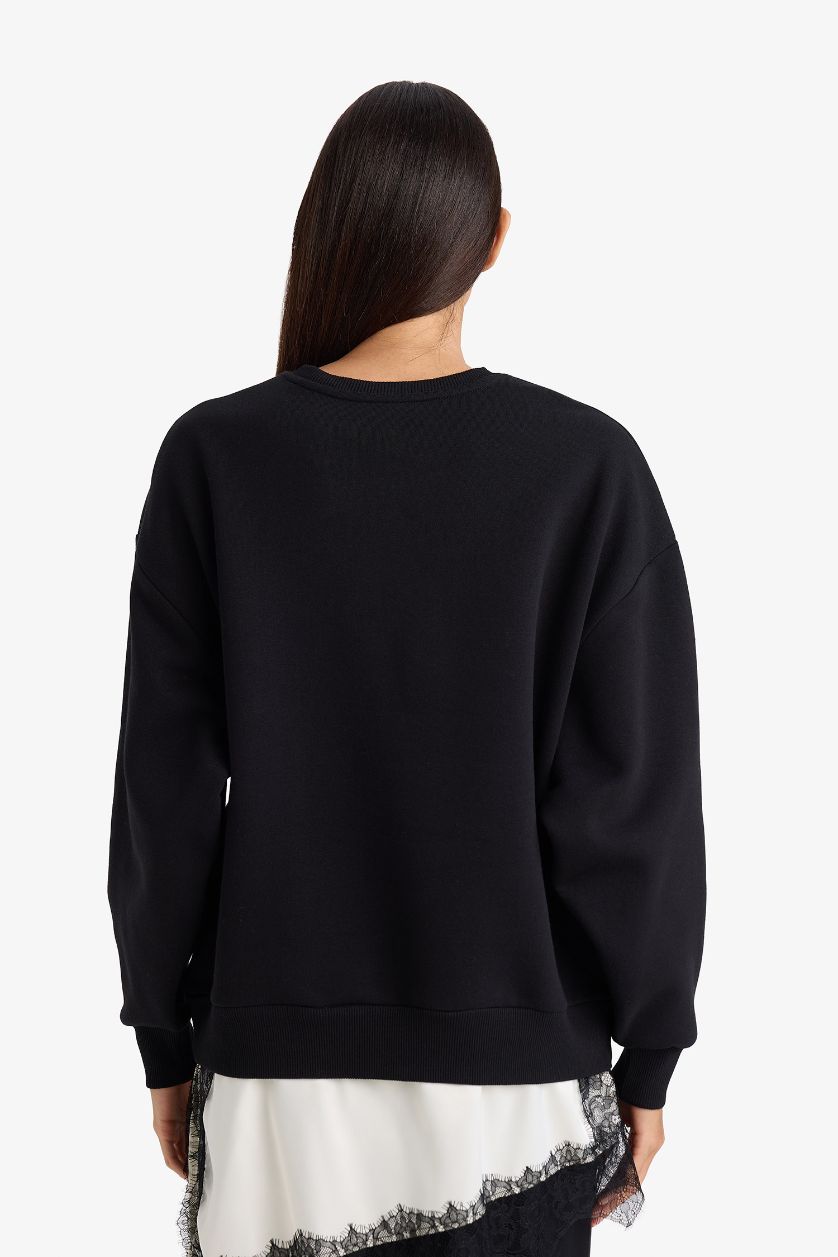WOMAN Black Relax Fit Long Sleeve Sweatshirt