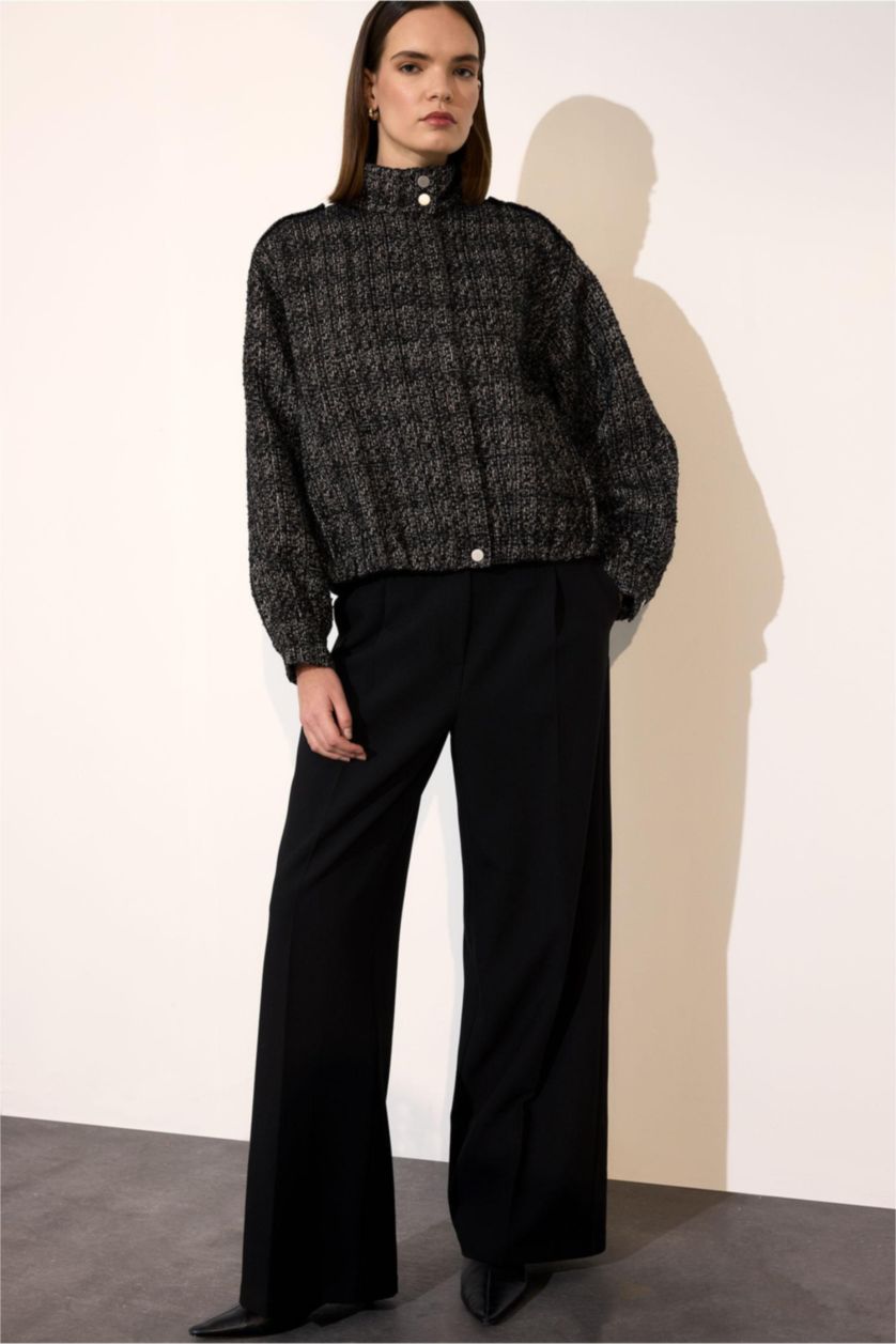 Woman Black High Neck Blazer