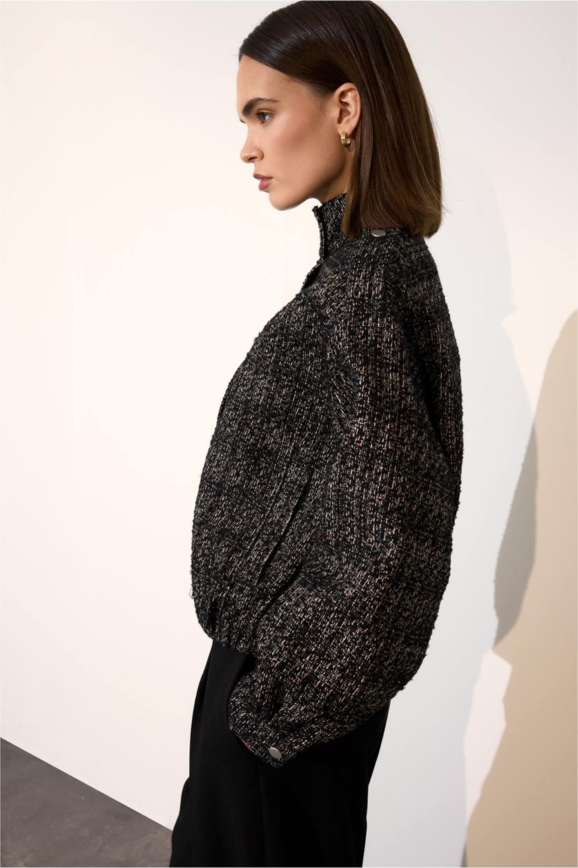 Woman Black High Neck Blazer