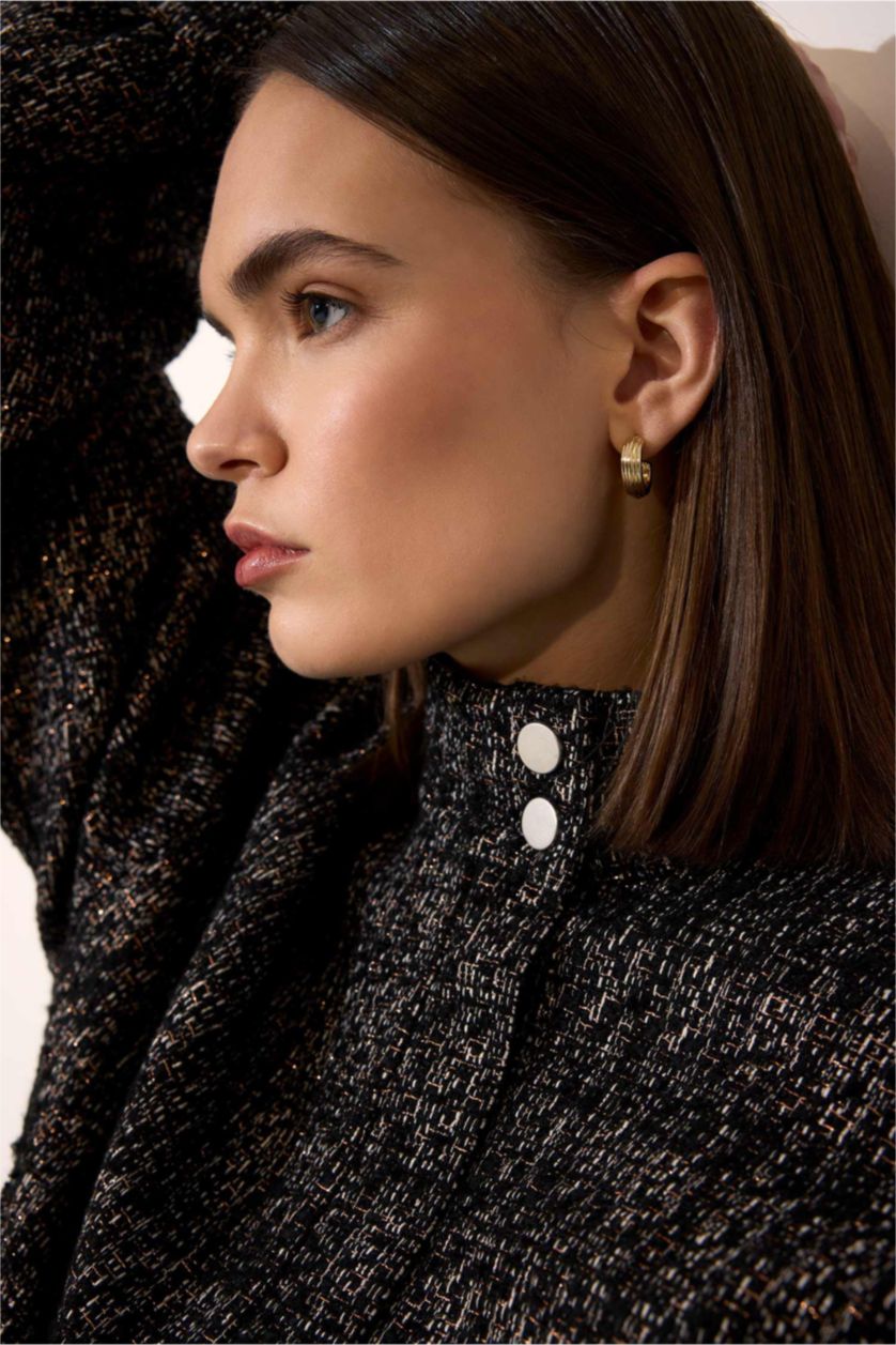 Woman Black High Neck Blazer