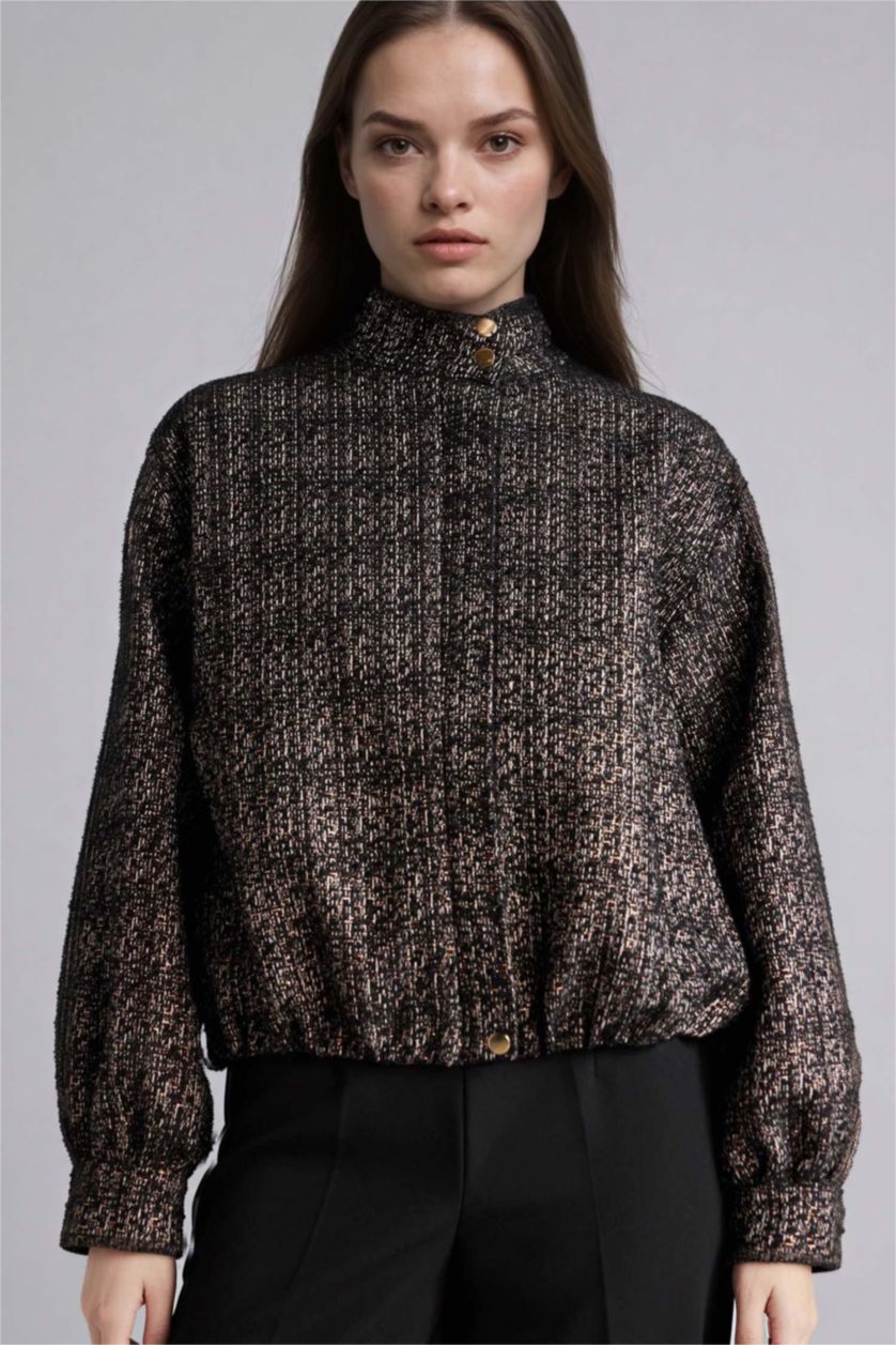 Woman Black High Neck Blazer