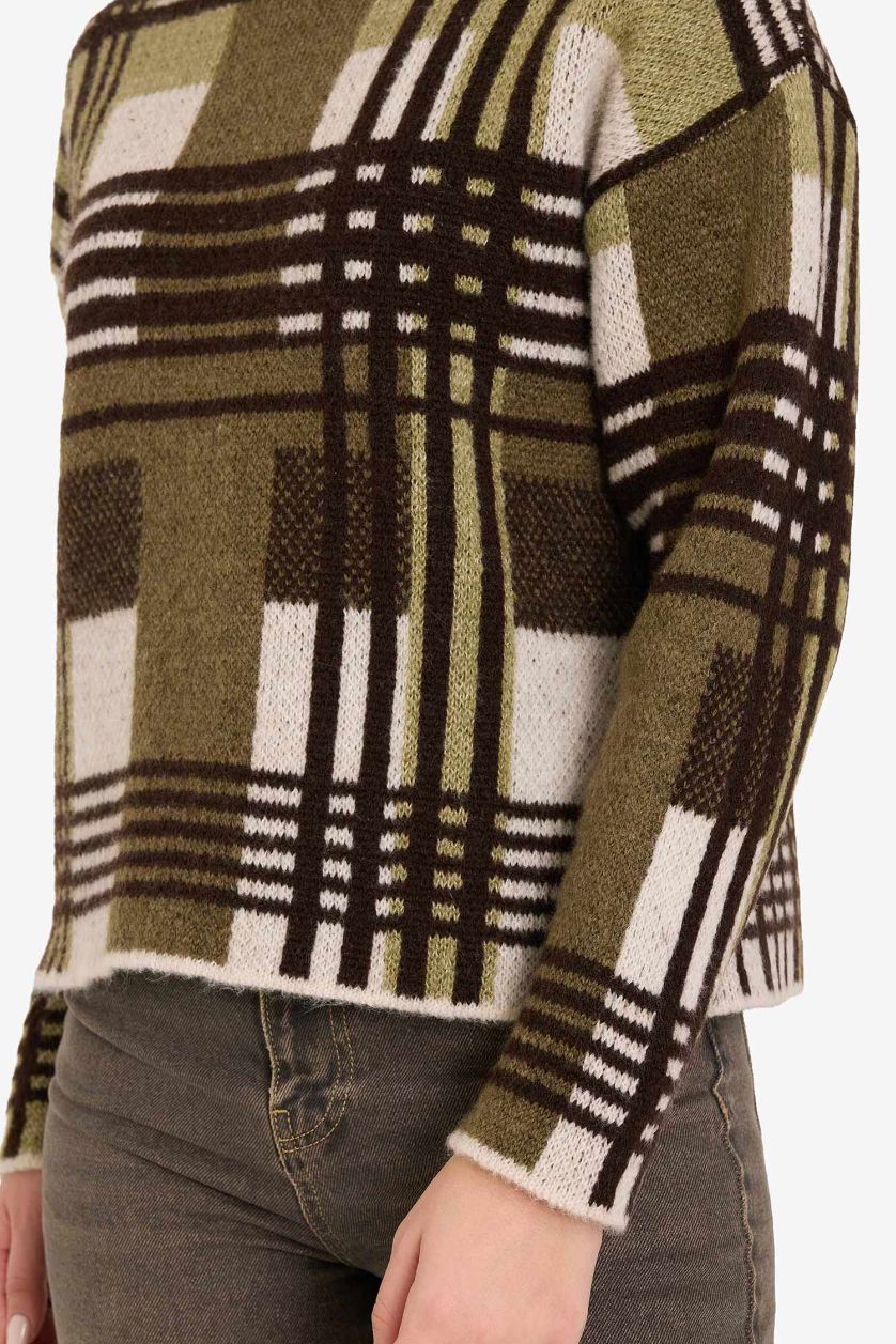 WOMAN Brown Regular Fit Crew Neck Pullover