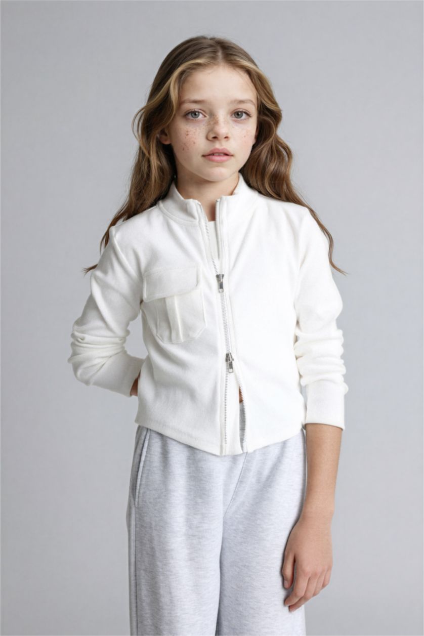 Girls & Teens Ecru جاكيت بناتي بسحاب