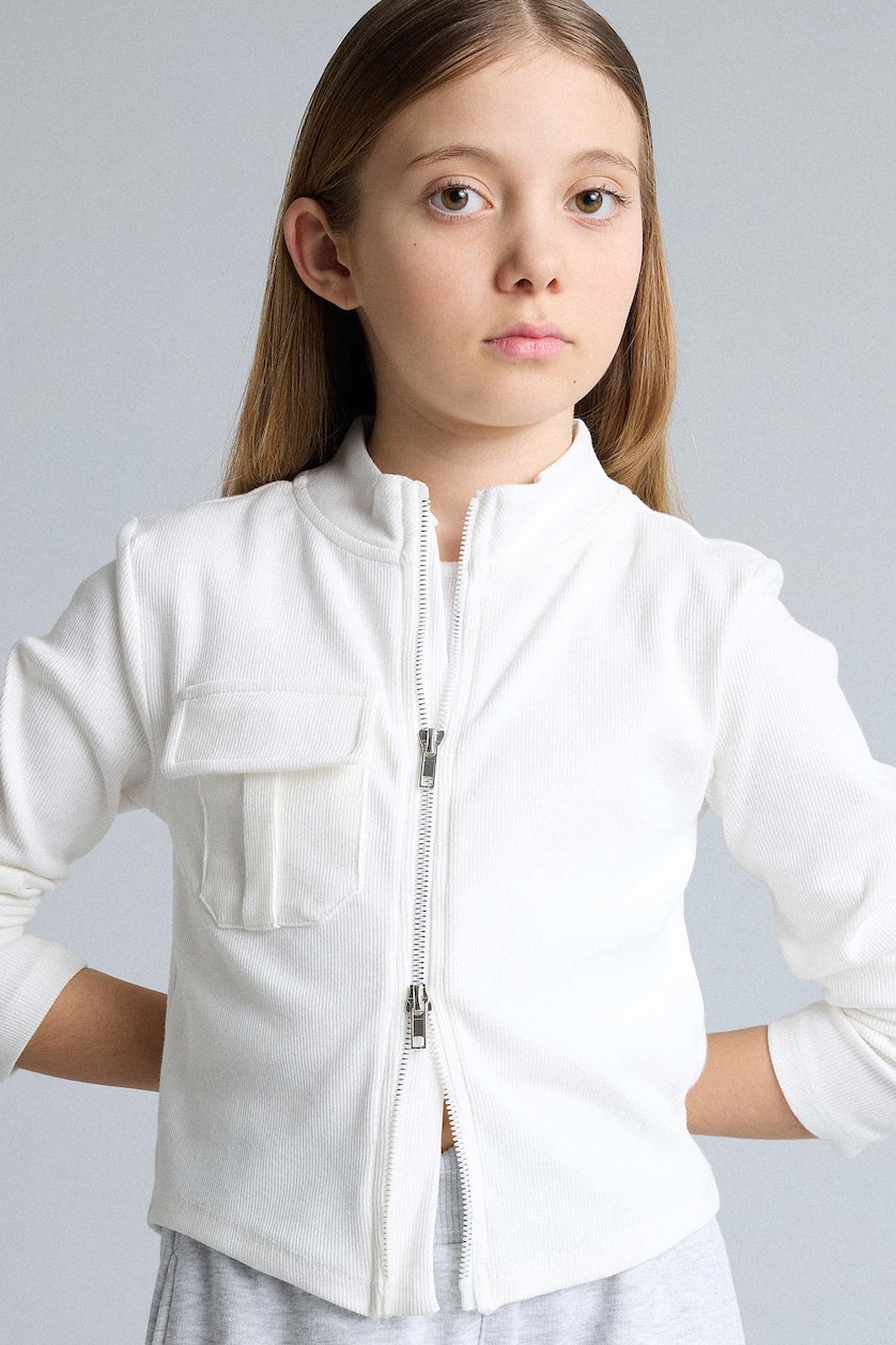 Young Girls - Teen Girls Ecru Slim Fit Tippet Cardigan