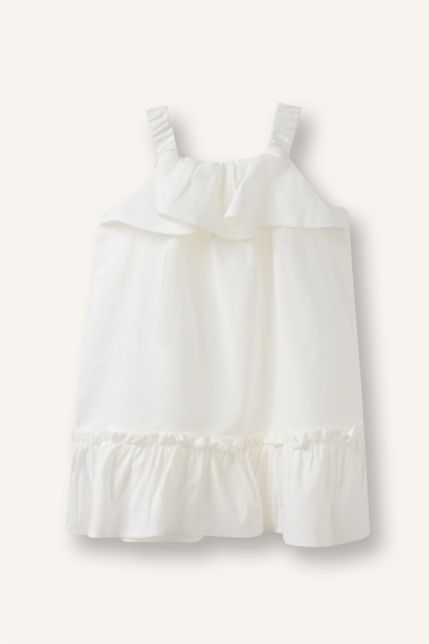BABY GIRL Ecru Regular Fit Sleeveless Woven Dress