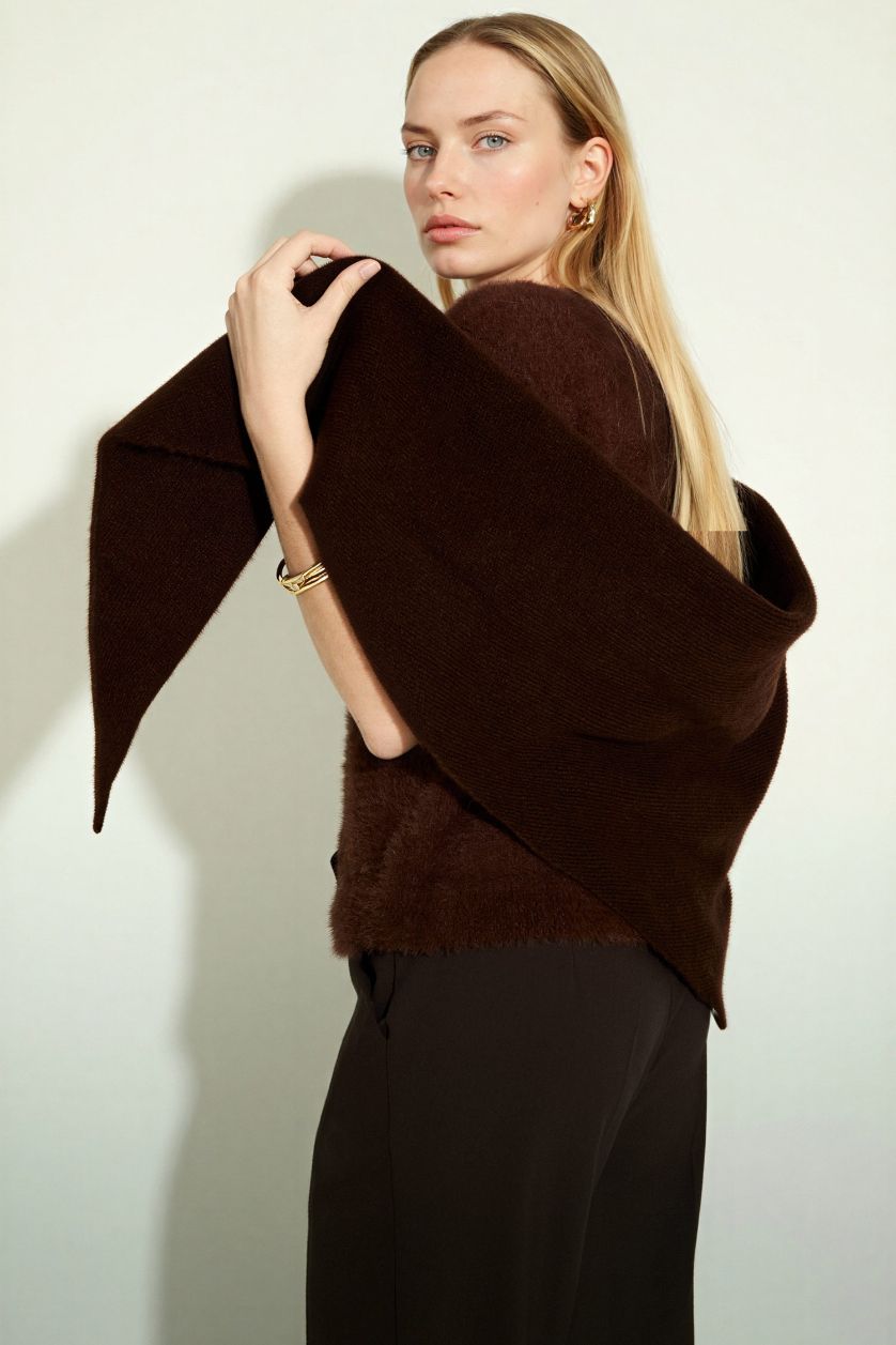 WOMAN Dark Brown Regular Fit Crew Neck Knitwear Cardigan