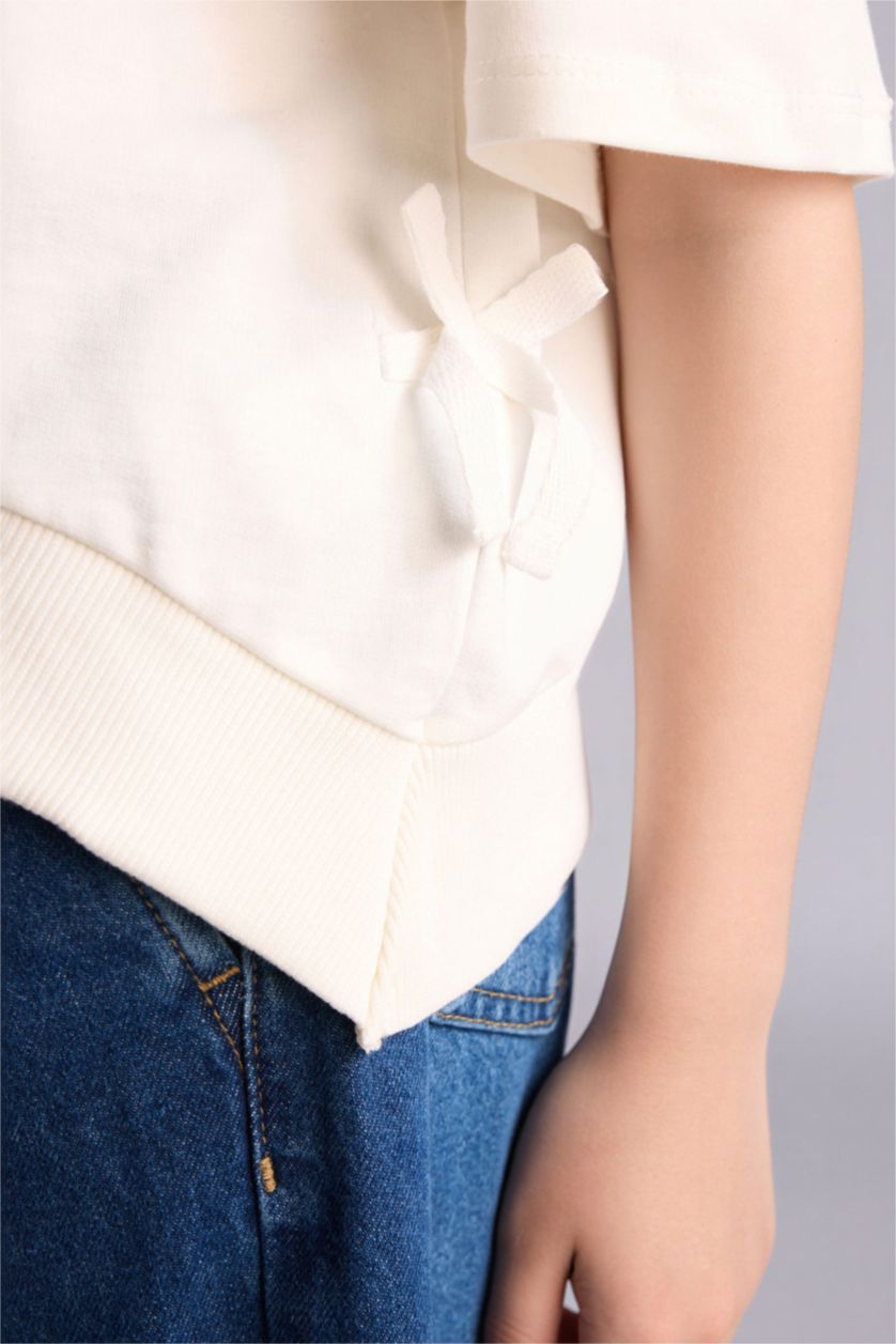 Kız Çocuk - Genç Kız Ekru Oversıze Tişört Kız Çocuk