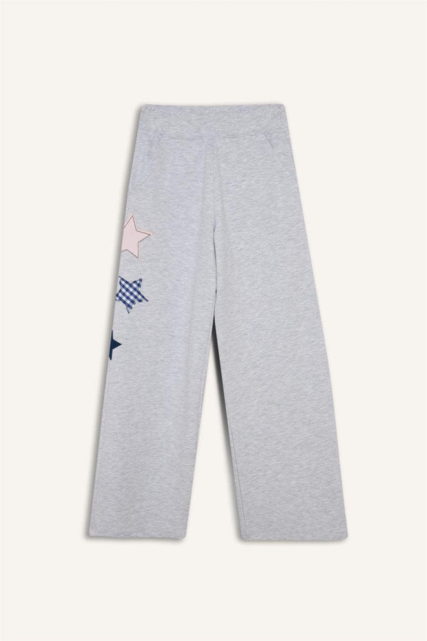 Kız Çocuk - Genç Kız Optik Gri Melanj Wıde Leg Eşofman Altı Kız Çocuk