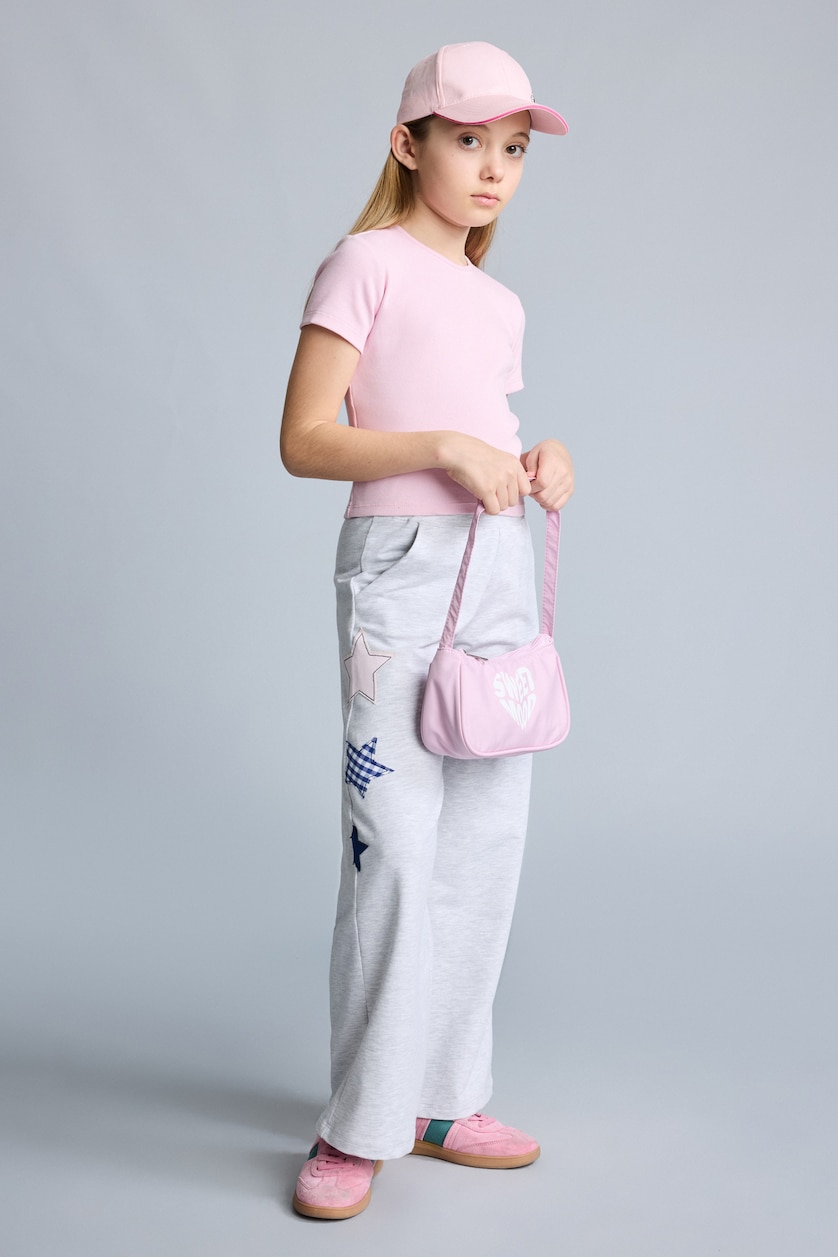 GIRLS & TEENS Light Grey Melange Wide Leg Trousers