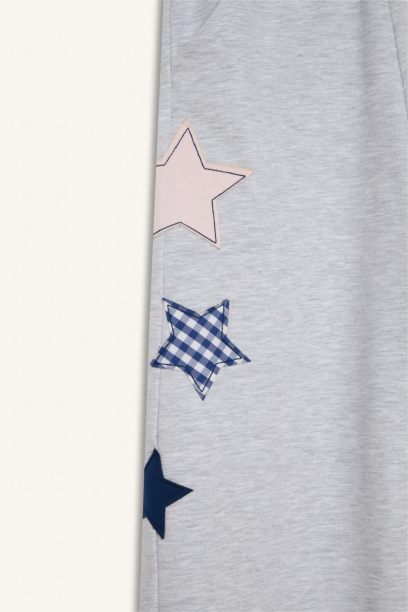 Kız Çocuk - Genç Kız Optik Gri Melanj Wıde Leg Eşofman Altı Kız Çocuk