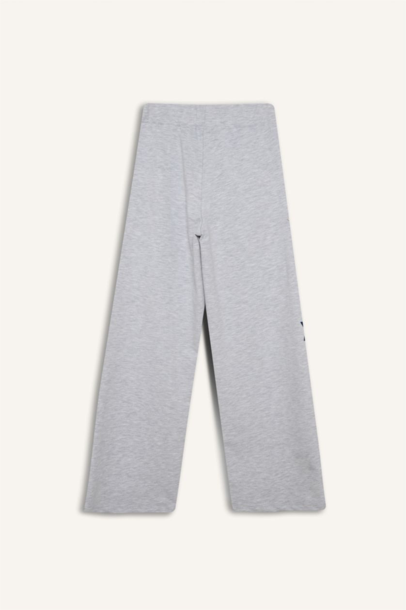 Kız Çocuk - Genç Kız Optik Gri Melanj Wıde Leg Eşofman Altı Kız Çocuk