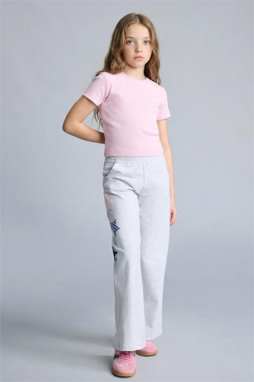 Young Girls - Teen Girls Light Grey Melange Wide Leg Trousers