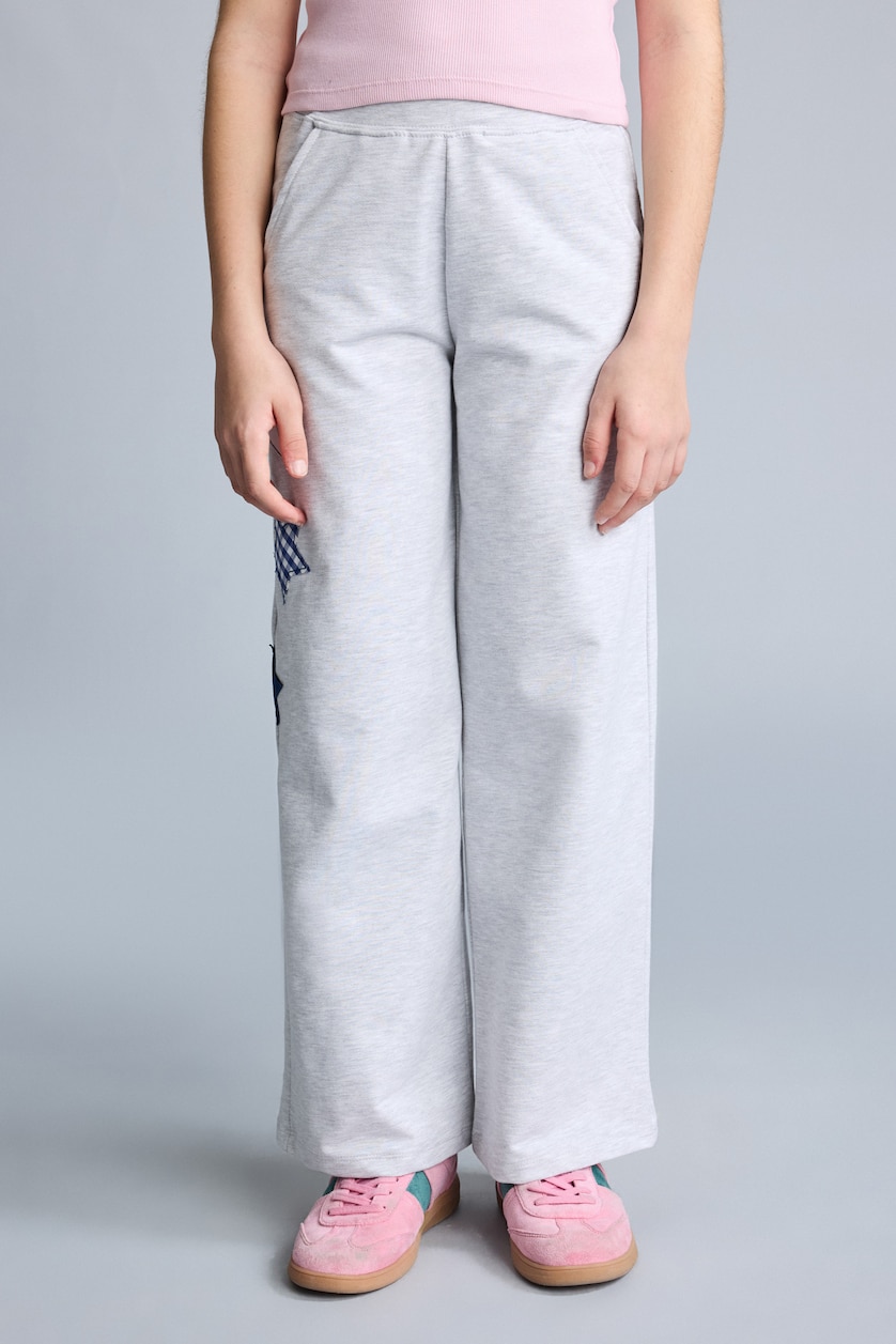 GIRLS & TEENS Light Grey Melange Wide Leg Trousers