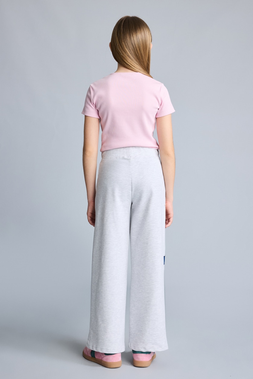 GIRLS & TEENS Light Grey Melange Wide Leg Trousers