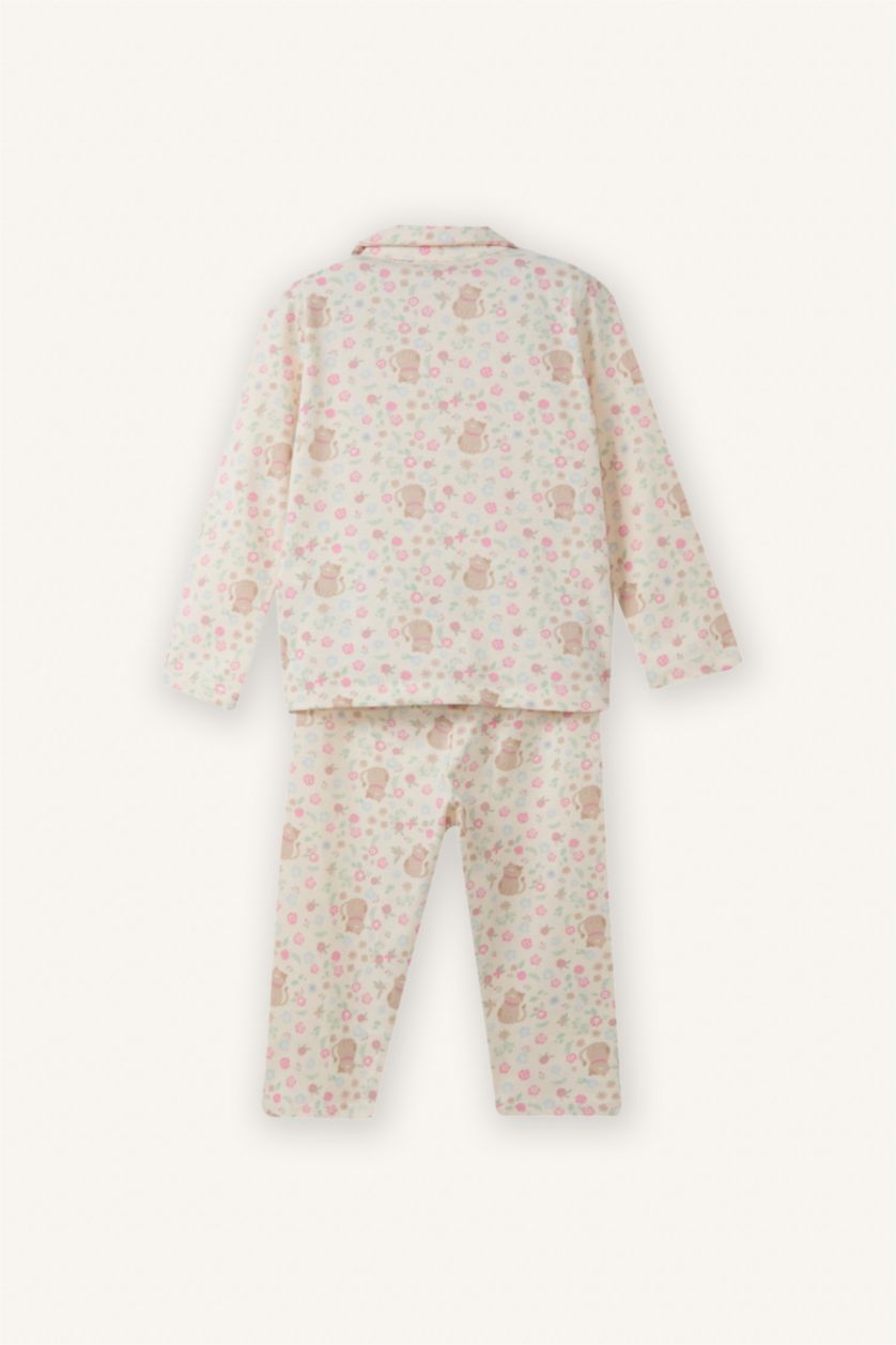 Kız Bebek Ekru Desenli 2'li Pijama Takımı Kız Bebek