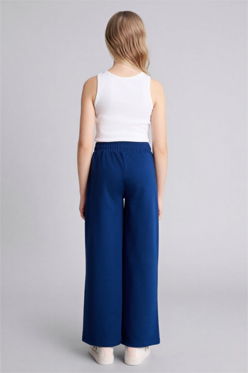 بنات كحلي بنطرون بناتي وايد ليج برجل واسع