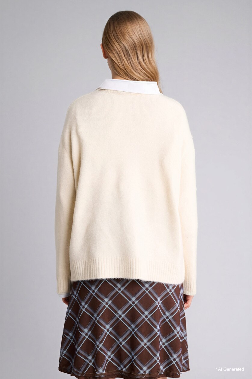 Woman Ecru Regular Fit Pullover
