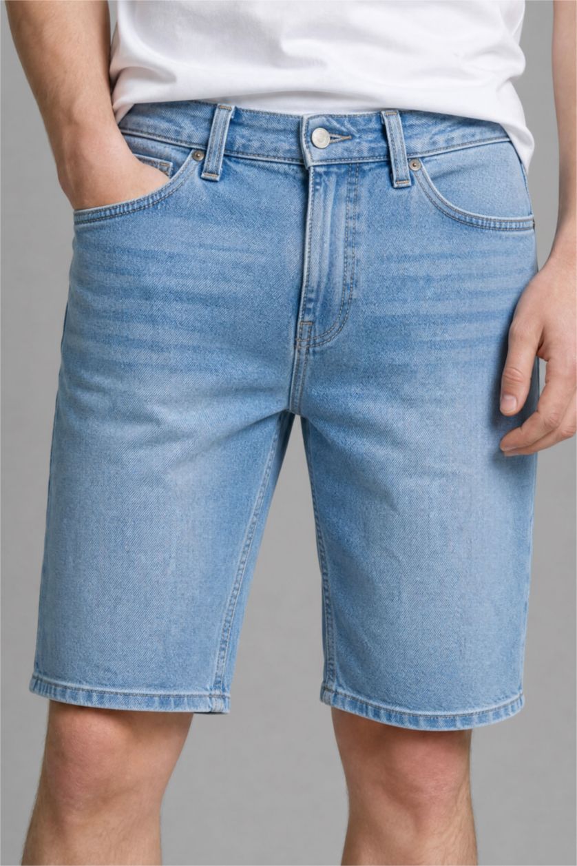 MAN Light Blue Regular Fit Bermuda Shorts