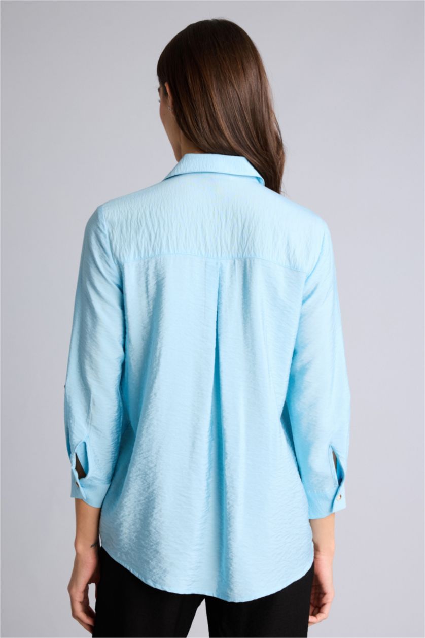 نساء أزرق Regular Fit Long Sleeve Shirt
