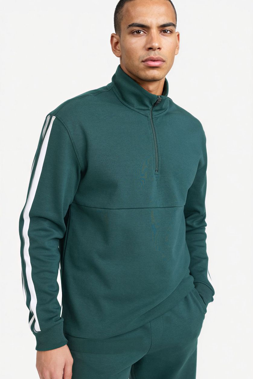 رجال أخضر غامق سويت شيرت قصة عادية