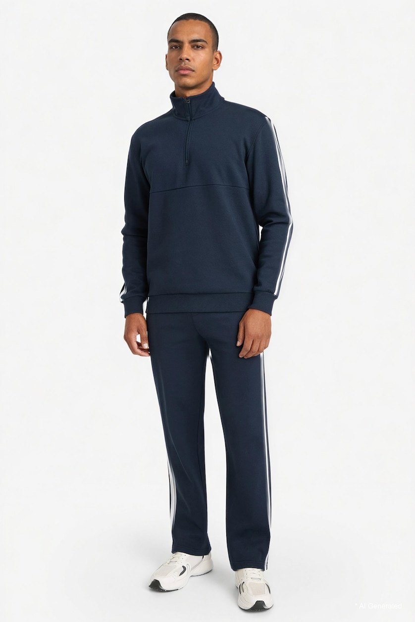 Erkek Lacivert Standart Fıt Sweatshirt