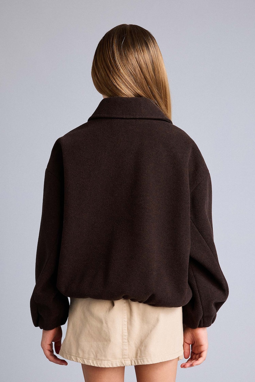 Young Girls - Teen Girls Brown Girl Polo Collar Puffer Jacket