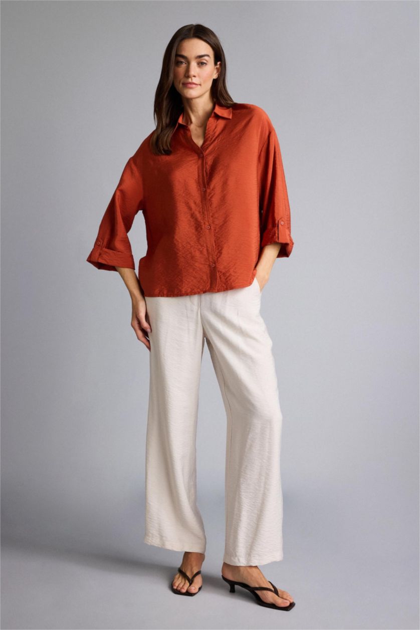 نساء برتقلي غامق Regular Fit Long Sleeve Shirt