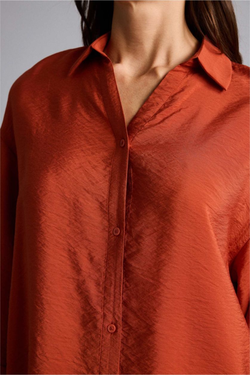 نساء برتقلي غامق Regular Fit Long Sleeve Shirt