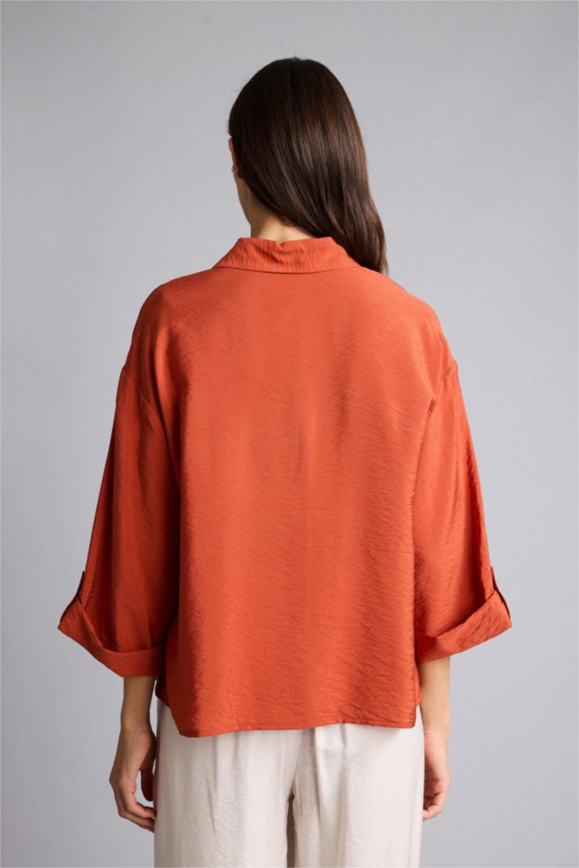 نساء برتقلي غامق Regular Fit Long Sleeve Shirt