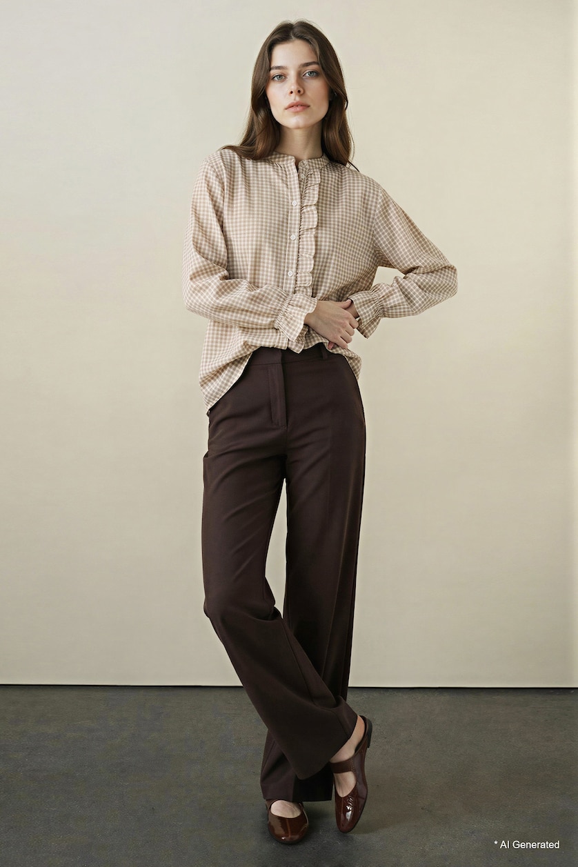 WOMAN Brown Regular Fit Trousers