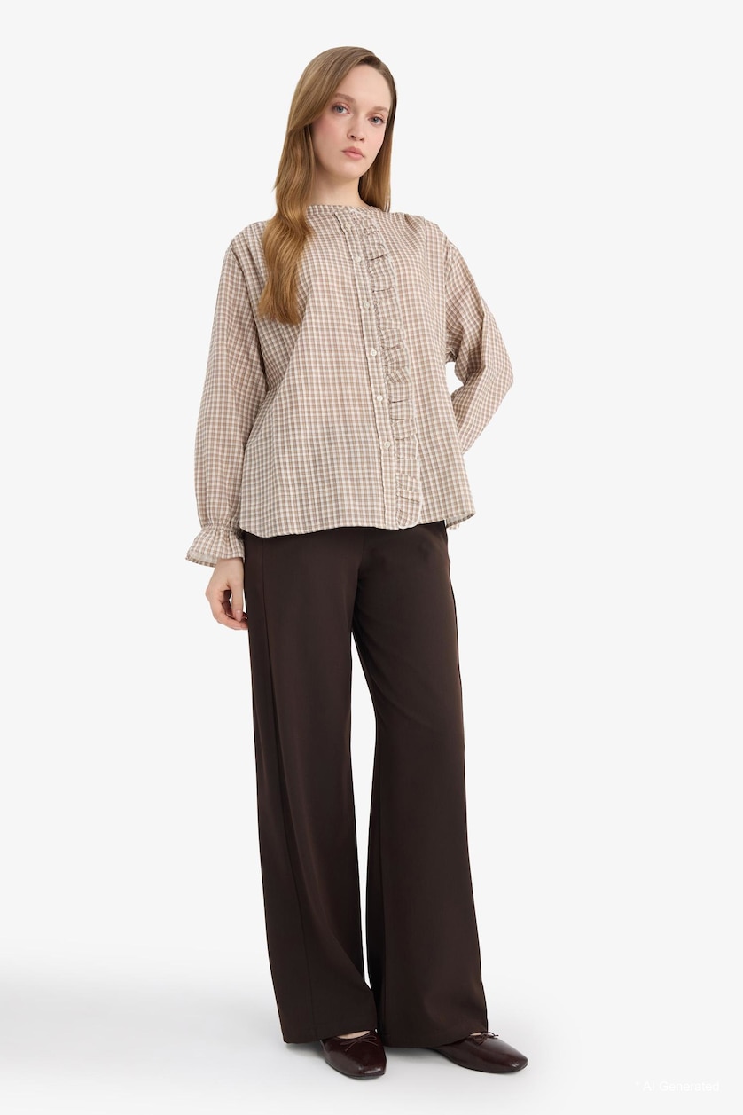 WOMAN Brown Regular Fit Trousers