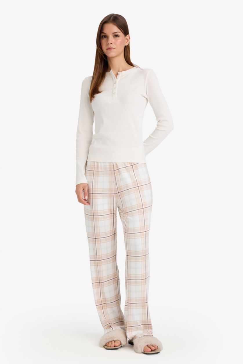 نساء اوف وايت بنطلون بجامة كاروهات قصة عادية