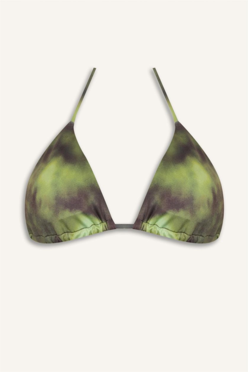 Kadın Yeşil Regular Fit Desenli Bikini Üstü