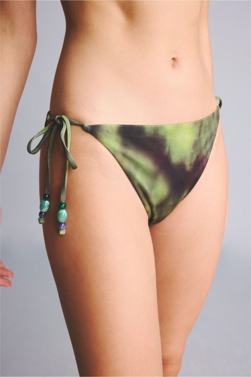 Kadın Yeşil Regular Fit Desenli Bikini Alt