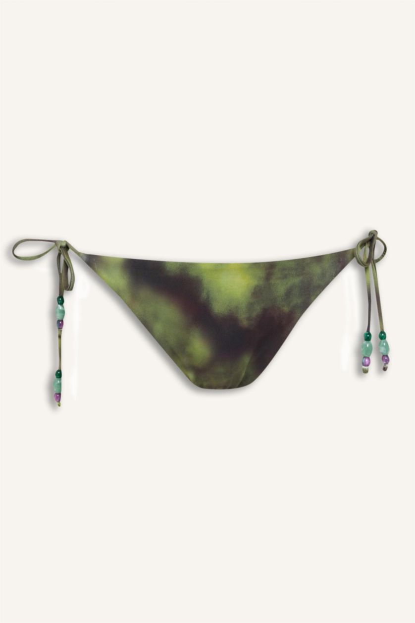Kadın Yeşil Regular Fit Desenli Bikini Alt