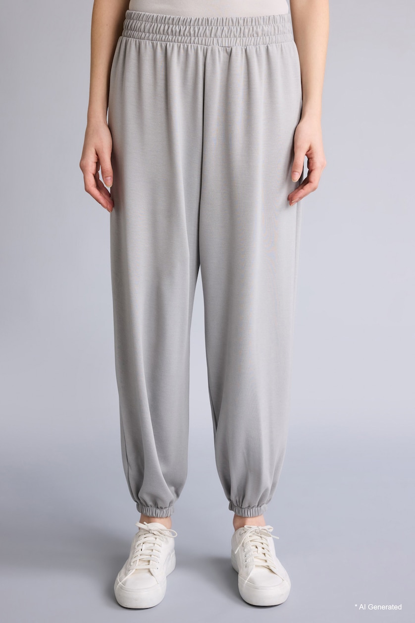 WOMAN Light Grey Balloon Fit Basic Trousers