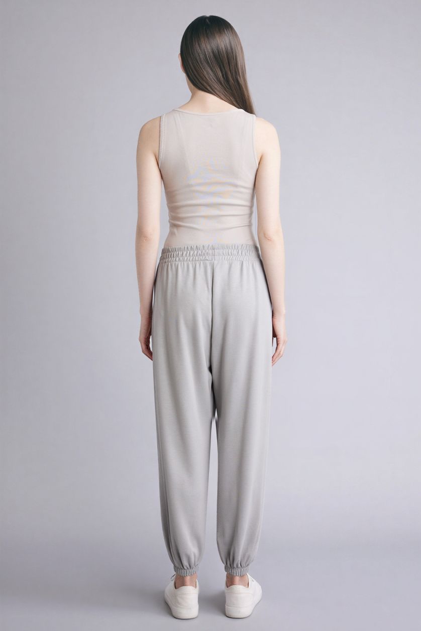 Woman Light Grey Balloon Fit Basic Trousers