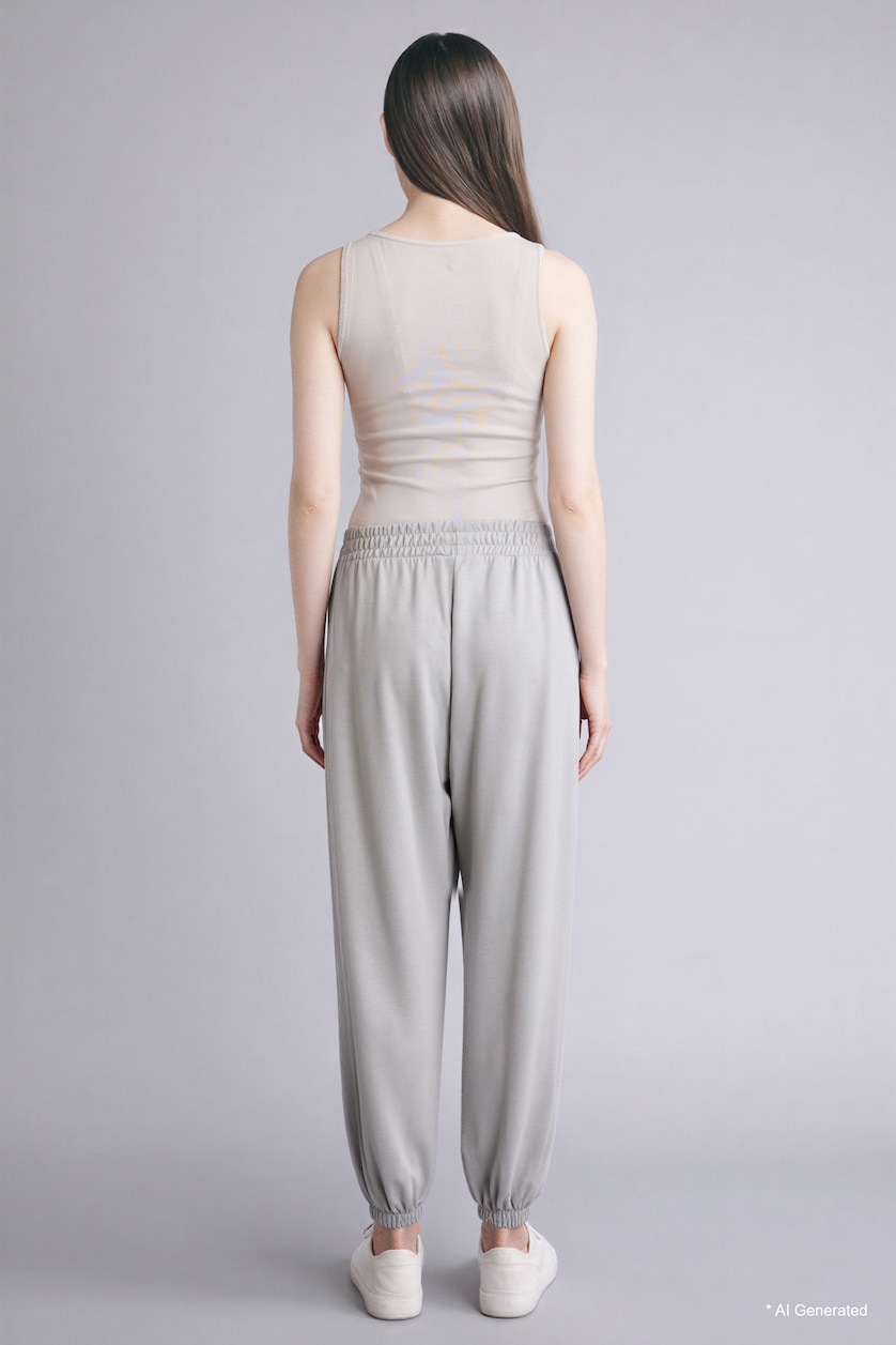 WOMAN Light Grey Balloon Fit Basic Trousers