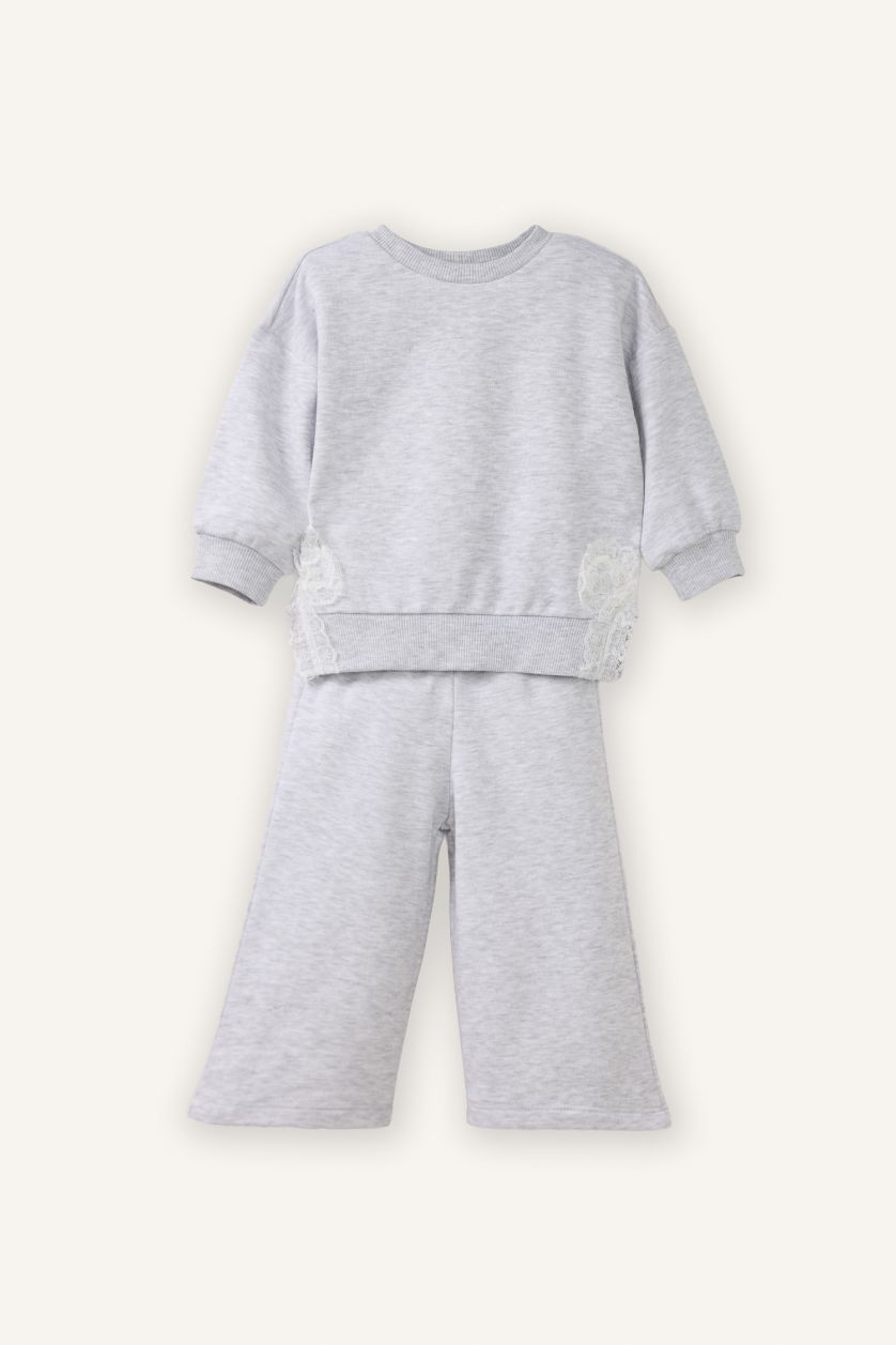 BABY GIRL Light Grey Melange Baby Girl 2 Piece Set