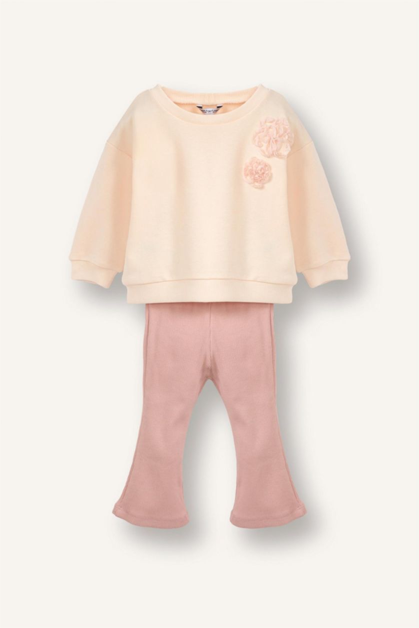 BÉBÉ FILLE Rose Clair Ensemble Sweat à fleurs et Legging évasé pour bébé fille