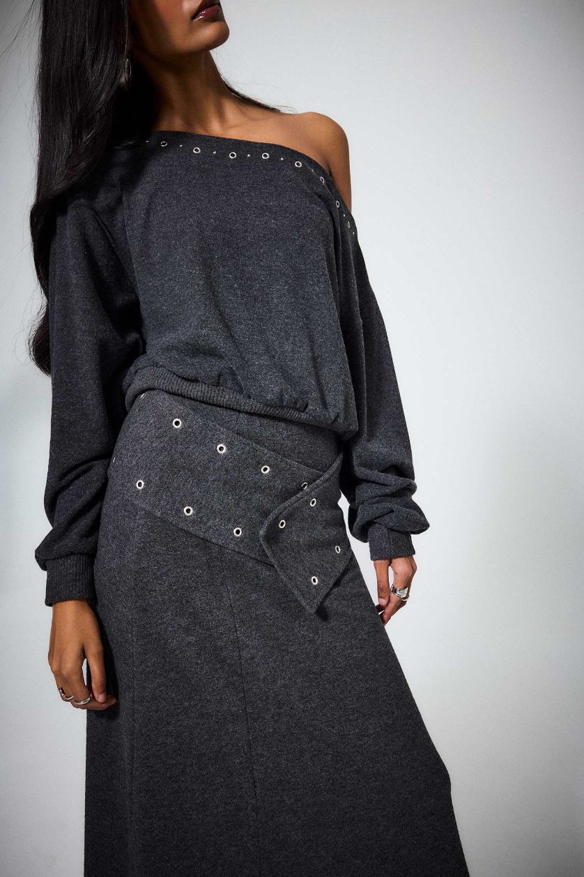 حريمي أنثرا جيبة تريكو ميدي بقصة A بخصر عادي