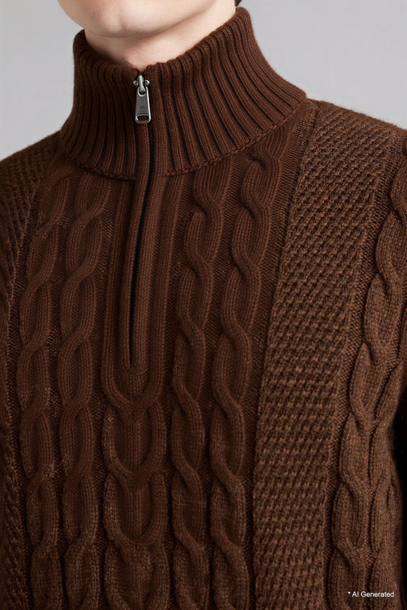 Men Brown Standard Fit Knitwear Pullover