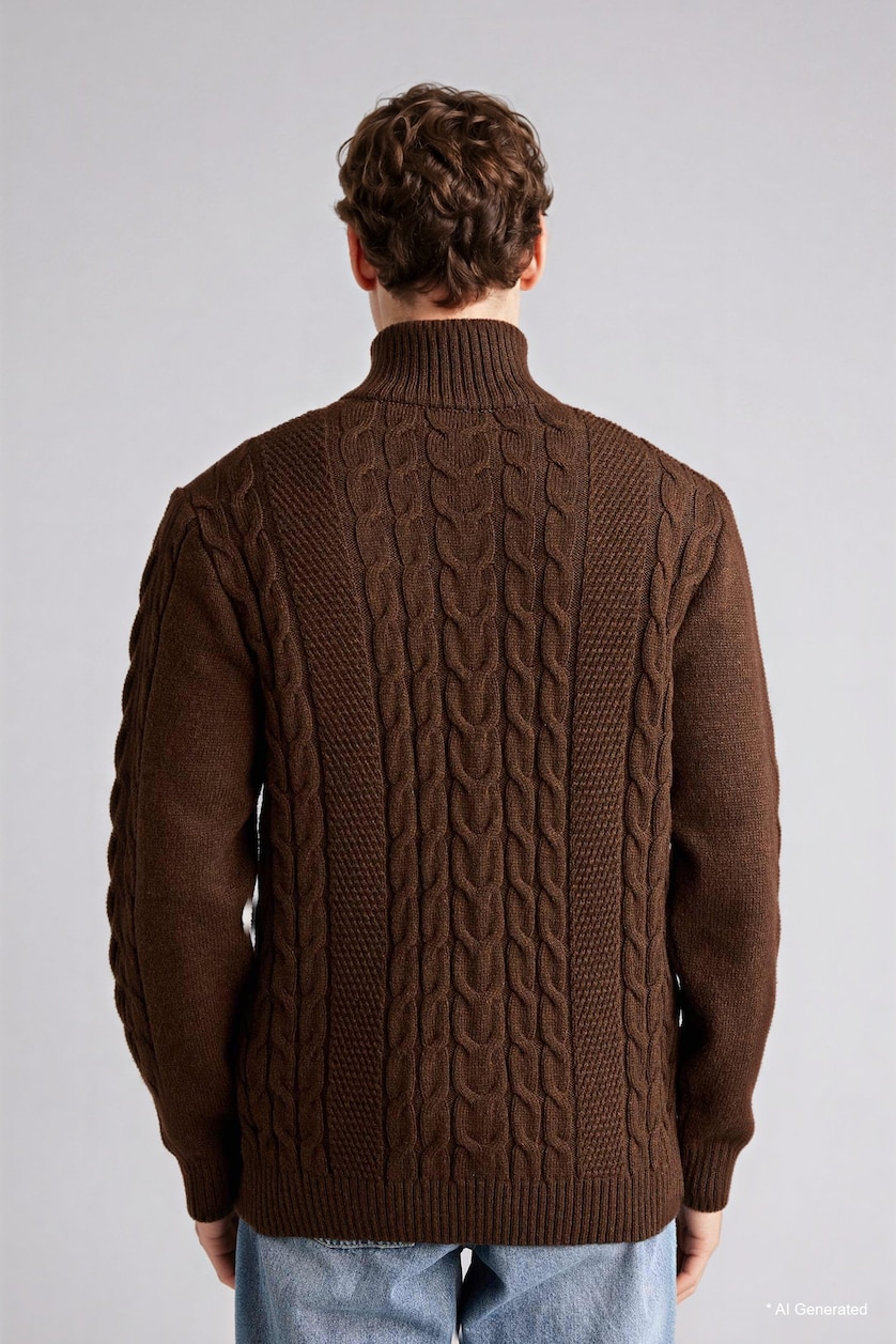 Men Brown Standard Fit Knitwear Pullover