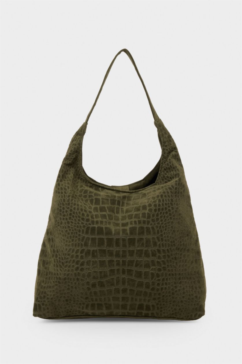 Kadın Haki Kadın Süet Omuz Çantası