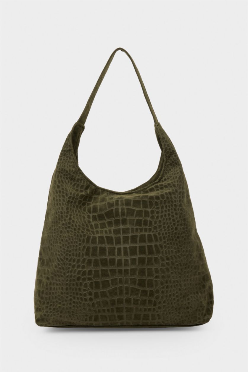 Kadın Haki Kadın Süet Omuz Çantası